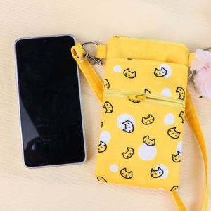 Customizable <b>Mini</b> Crossbody Canvas <b>Tote</b> <b>Bag</b> with Zipper Closure Interlayer Fashionable Cute Design for Mobile Phone Gift Walk - Product Image 5
