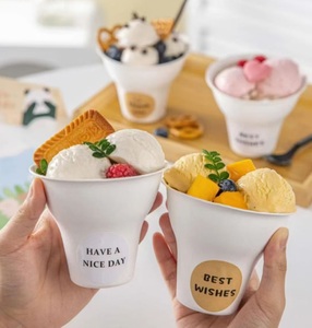 Taza de <span class=keywords><strong>helado</strong></span> de pulpa de caña de azúcar degradable desechable biodegradable taza de postre de pulpa Diy taza de castaña Ji Li - Product Image 5