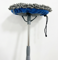 Mopa Telescópica de Chenilla con Cabezal de Fibra Suave Gris para Limpieza sin Rayones, Palo Extensible para Ruedas de Techo, Lavable y Reutilizable