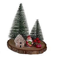 Mehrfarbige Mini-Flaschenbürsten-Weihnachtsbäume - Mattierte Sisal-Tannenbäume-Set für Feiertagsdekoration & Tischdeko