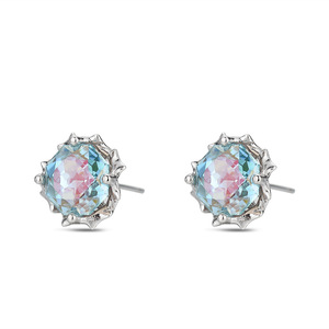 Stud Earrings 925 Sterling Silver Flower Shape Claw Setting Crystal Studs For Women Gift Jewelry - Product Image 2
