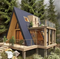 Villa préfabriquée moderne en acier léger de forme triangulaire à 2 chambres, sur mesure, pour maisons modulaires de luxe, design de dôme de glamping