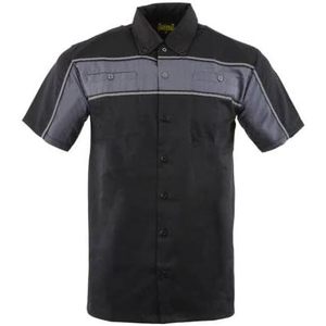 Chemise de travail robuste en cuir pour homme, noir et gris, à boutons, style mécanicien classique, MDM11672.01 - Product Image 4