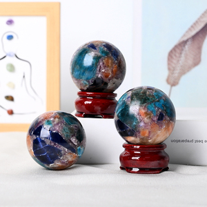 Wholesale Natural Healing Stones Blue Apatite Sodalite Sunstone Spliced <b>Crystal</b> <b>Ball</b> Sphere for Decoration - Product Image 6