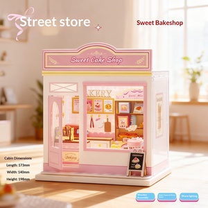 YD TOYS Maison de poupée miniature en bois éducative à assembler, thème boutique de rue, avec espace pour animaux, jouet DIY fait main CJW-71 - Product Image 6