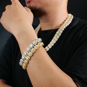 Joyería Fina, Pulseras Cubanas de Moissanita Cuadrada de 8/11 mm, Plata de Ley 925, Joyería de Moda HIPHOP para Jóvenes - Product Image 3