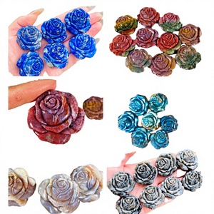 Nouvelle Arrivée Artisanat en Cristal CROWN de Haute Qualité, Rose Sculptée, Yooperlite, Pierre de Lune Polie, Décoration de Mascotte Sans Soudure - Product Image 1