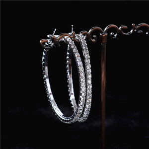 Pendientes de aro de diamantes de cristal chapados en oro grandes estilo <span class=keywords><strong>Rihanna</strong></span> de nueva moda - Product Image 2