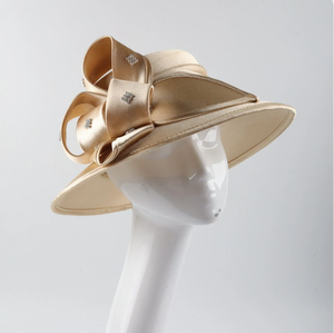 New Design Fashion Lady Sinamay Satin Wide Brim Church Hat <strong>Fascinator</strong> - Product Image 3