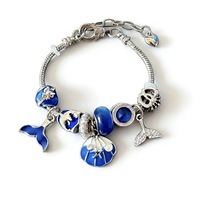 Bracelet perlé en forme de coquille de tortue de dessin animé, avec breloque en perles et strass, bijoux faits main de luxe léger