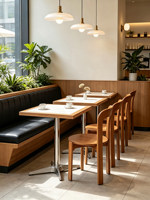 Chaise de salle à manger en bois massif nordique, chaise en bois à dossier incurvé durable pour restaurant, café, hôtel, usage commercial