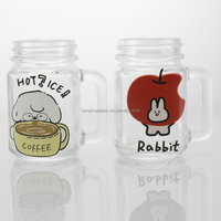 Échantillon gratuit Mini 30ml 1oz Mason bocal en verre pour boire de la bière jus tasse de stockage avec poignée et couvercle à vis
