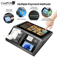 Mini Caja Registradora Windows, Sistema POS de Escritorio, Pantalla Táctil, Aleación de Aluminio, Impresora de 80 mm, Escáner, Terminal POS Todo en Uno para Supermercado y Cajero Automático
