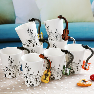 Magic Cartoon <span class=keywords><strong>3D</strong></span> Cerámica Música Violín Música Taza de café Taza creativa con asa - Product Image 4