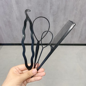 เครื่องมือถักผมเด็กทำมือจากพลาสติก <span class=keywords><strong>เข็ม</strong></span>ดึงผม อุปกรณ์ร้อยเชือกสำหรับเด็กผู้หญิง หวีมัดผมทรงบัน - Product Image 4