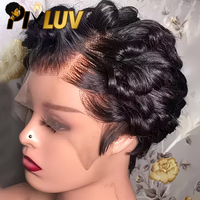 Perruque Courte Pixie en Cheveux Humains Naturels, Vierge Vietnamienne, Dentelle HD Pré-Pluckée, Sans Colle, Prête à Porter, Vente en Gros Direct Usine