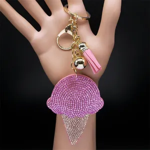 Porte-clés mignon en forme de glace, accessoires pour sac, porte-clés à pompon pour filles, décoration de sac, cadeau, bijoux, Porta Chaves Mulher K5138S1 - Product Image 1