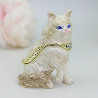 Boîte à bibelots en métal peinte à la main, figurine d'animal émaillée à charnière, objets de collection, cadeau pour la maison