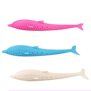 Juguete de limpieza de dientes Self-Hi para gatos Felpa Silicona Dolphin Molar Pet Chew Toys Fun Bite Play con pescado con sabor a menta - Product Image 5