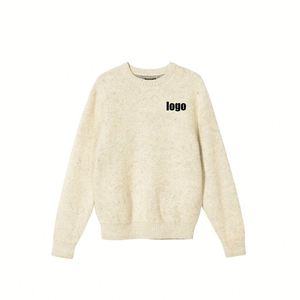 Diseño personalizado Jacquard logo Casual cuello redondo manga larga suéter de punto Jersey algodón Mohair suéter hombres - Product Image 1