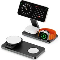 Chargeur sans fil rapide magnétique 3-en-1 AFY en alliage d'aluminium T8 pour téléphone, montre et écouteurs, 15W 25W, idéal pour les cadeaux de marque.