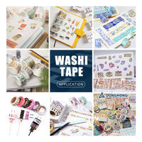 Ruban adhésif de masquage CMJN en papier Washi, impression personnalisée, autocollant créatif pour journal