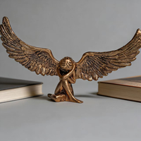 Sculpture d'ailes d'ange en résine, artisanat artistique, décoration de bureau à domicile et au bureau, thème amoureux de style européen, cadeau de collection, fabriqué en Chine