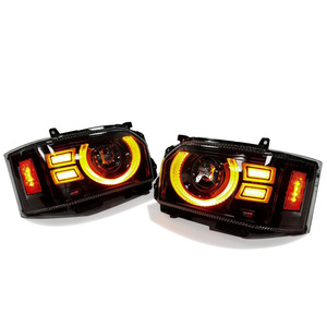 Pour Toyota Hiace 2005-2018 : Ensemble de phares avant modifiés style Land, feux de jour LED 6000K 24V, ampoule H3 – Nouveau - Product Image 2