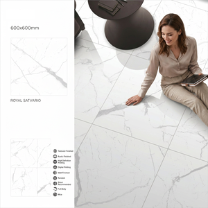 Grey Marble 2x2feet Glossy Porcelain Tiles Digital Glazed Modern Interior Floor <b>Wall</b> Design - Product Image 2