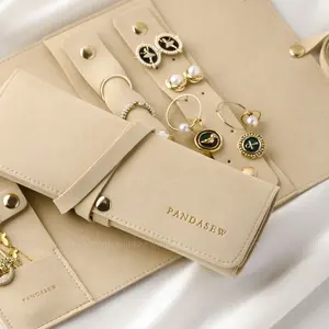 PandaSew Custom Logo Microfiber Travel Jewelry Organizer Collapsible Jewelry Roll Bag Jewelry Pouch