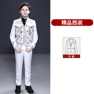 Traje de Niño de 6 a 16 Años con Bordado Blanco Elaborado, Ropa Infantil, Traje de Hombre de Talla Grande, Traje de Presentador, Traje de Piano, Traje de Niño de las Flores, Blazer - Product Image 6