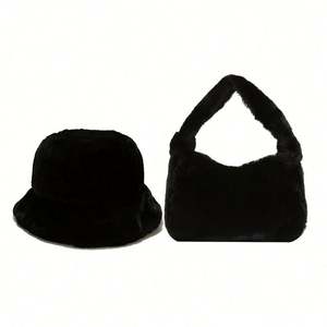 Conjunto de Bolso y Sombrero con Estampado de Vaca y Peluche para Niñas, Estilo Informal, Ecológico, para Uso Diario y Fiestas, 100% Nuevo - Product Image 5