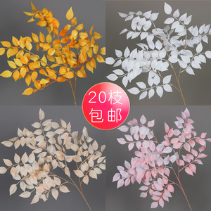 Flores Artificiales de Seda con Forma de Hoja de Corazón, Rama Individual, Decoraciones para Techo de Boda, Colores Rojos Otoñales - Product Image 1
