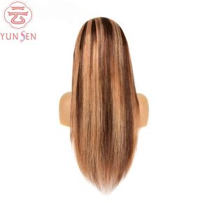 Perruque complète avec bandeau brillant effet piano |   Cheveux humains réels transfrontaliers |   Perruque longue et droite de style européen - Product Image 1