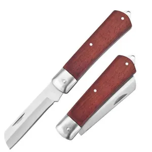 Coltello da innesto da giardino pieghevole con manico in legno con lama in acciaio inossidabile di alta qualità