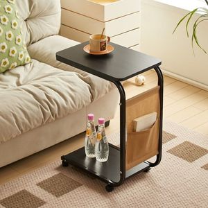 Mobile Trolley Storage Rack With Wheels Small Coffee Table For Living Room <b>Sofa</b> Bedroom Simple Design One Layer Shelf - Product Image 3