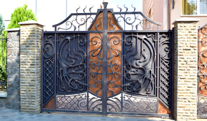 Cancello automatico in ferro battuto Design cancello giardino griglia di sicurezza altalena cancelli in ferro con telecomando - Product Image 2