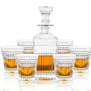 5 Piece Whiskey Decanter Set With Glasses For Men And Women For Vodka Wine Whisky Liquor Bourbon Christmas Gift
