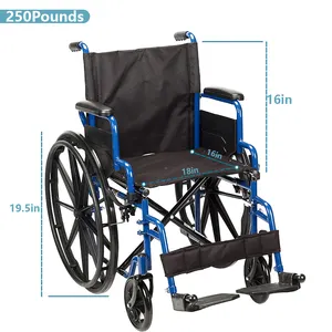 医疗运动1折叠运输轮椅，带全臂和可拆卸的摇摆式脚凳，黑色