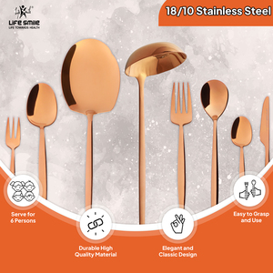 Juego de Cubiertos de Acero Inoxidable de 38 Piezas en Oro Rosa, Moderno y de Lujo, con Soporte Metálico, Resistente a la Oxidación y a la Decoloración, Ecológico, Juego de Cubiertos Premium - Product Image 2