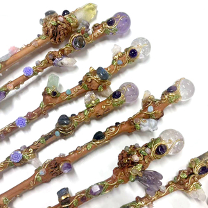 Natural <strong>Crystal</strong> Magic Wand Mixed Gemstone Handmade <strong>Witch</strong> Scepter Healing <strong>Crystal</strong> Stick Spiritual Decor - Product Image 5