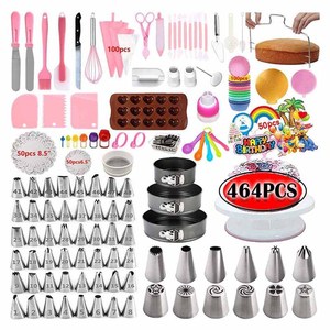 464 pezzi da cucina in plastica in acciaio inossidabile per glassa punte accessori per pasticceria accessori per pasticceria <span class=keywords><strong>kit</strong></span> di decorazione per <span class=keywords><strong>torte</strong></span> - Product Image 1