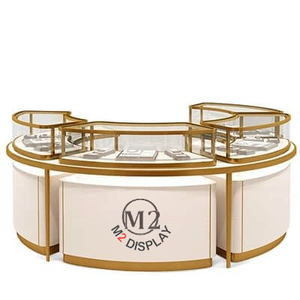M2 Display Luxury Gold Store Diseño de interiores Vitrina de vidrio Reloj Gabinete Tienda Diseño <span class=keywords><strong>E</strong></span> Joyería Kiosco Exhibición de joyería Vitrina - Product Image 5