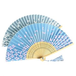 Abanico de Mano de Bambú con Impresión en Seda Blanca para Novia, Boda, Fiesta - Product Image 4