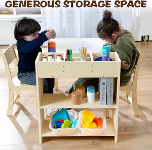 Hiện đại bằng gỗ nghệ thuật Bàn và ghế thiết lập cho trẻ em phòng khách hoạt động Craft & vẽ bàn với lưu trữ 1 ghế Kid bảng thiết lập - Product Image 5