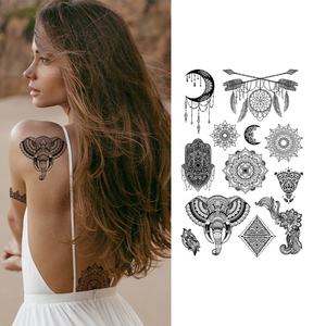 Autocollants de tatouage corporel permanent pour adultes, motif Mandala Nation éléphant attrape-rêves, sexy et temporaire - Product Image 1