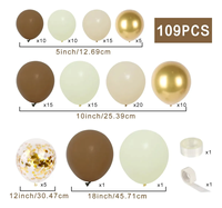 Kit de guirlande d'arche de ballons rétro marron doré 109 pièces, ballons en latex DIY pour la décoration de mariage, anniversaire, baptême, fête de Cummpleanos