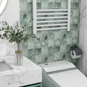 Ubin mosaik marmer batu kotak hijau alami kamar mandi desain baru Tiongkok