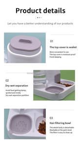 ชุดเครื่องจ่ายน้ำและป้อนน้ำอัตโนมัติแบบ2อิน1เครื่องจ่ายอาหารแมวแบบถ่วงน้ำหนักชามให้อาหารสัตว์เลี้ยงสำหรับสุนัขและแมว - Product Image 3