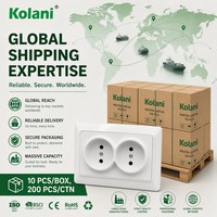 Prise murale Kolani norme européenne 2 Schuko, blanche, en PC ignifuge, avec obturateur de sécurité intégré, double trou, pour usage domestique